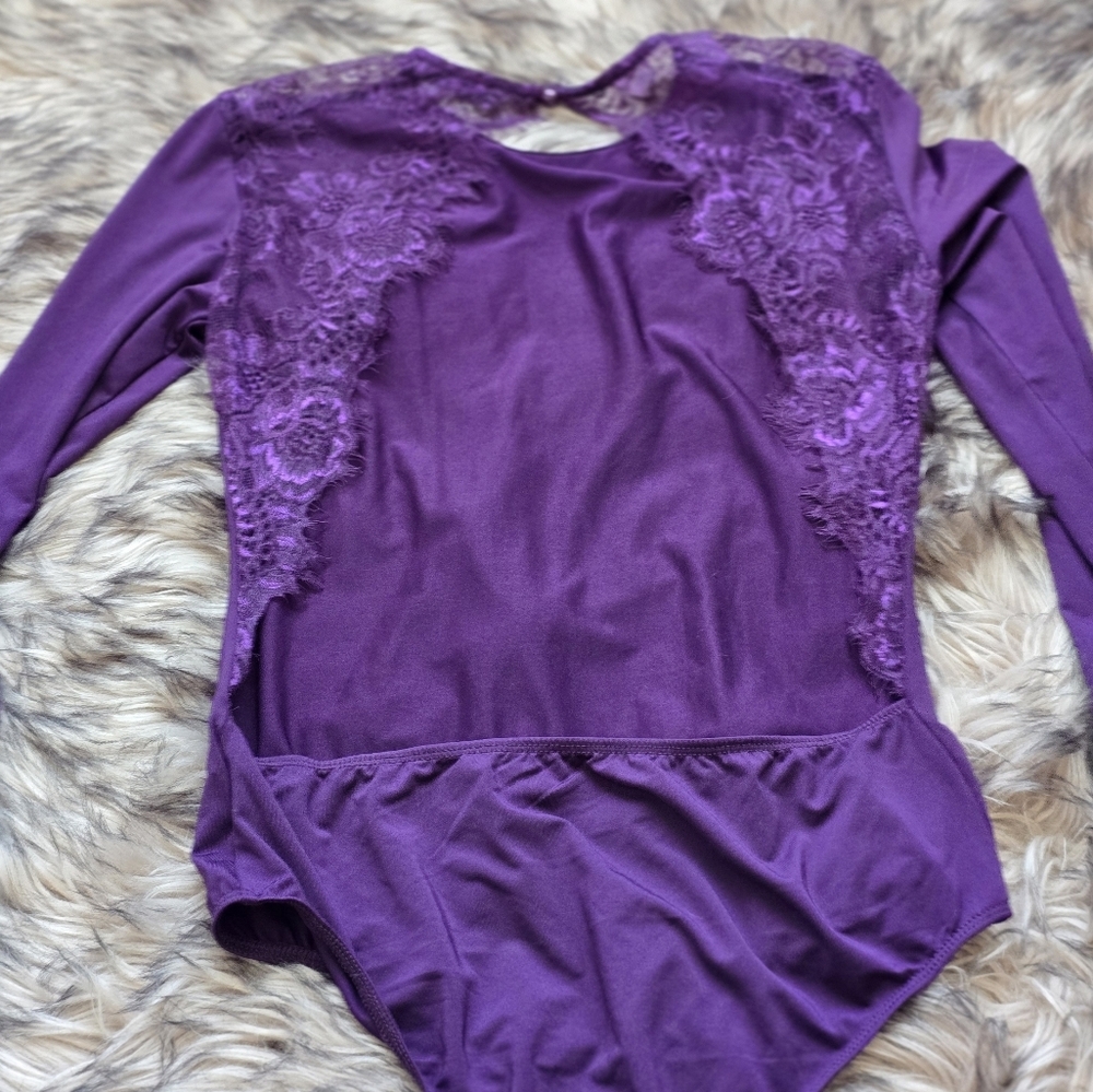 Shein Purple long sleeved Bodysuit teddy size L - Picture 2 of 4